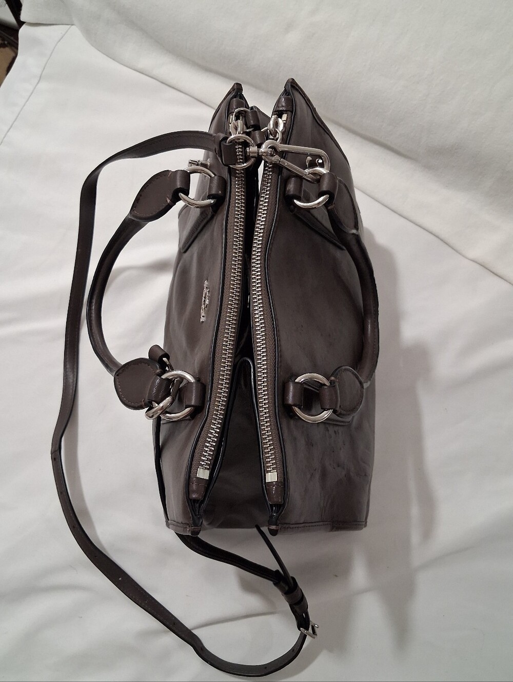 Coach Crosby Carryall Brown Leather Crossbody Satchel with Top Handles - Picture 11 of 12